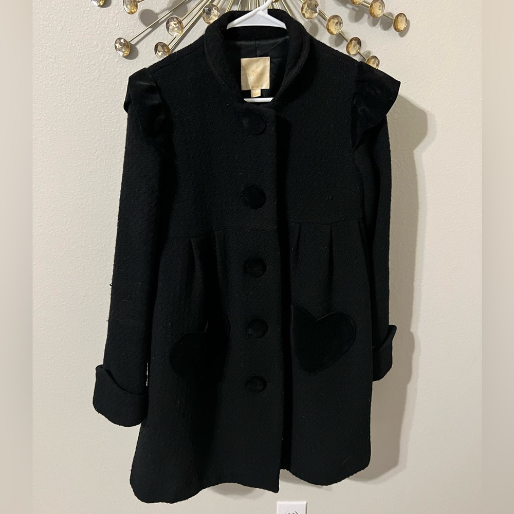 Winter coat with heart design - black - size small